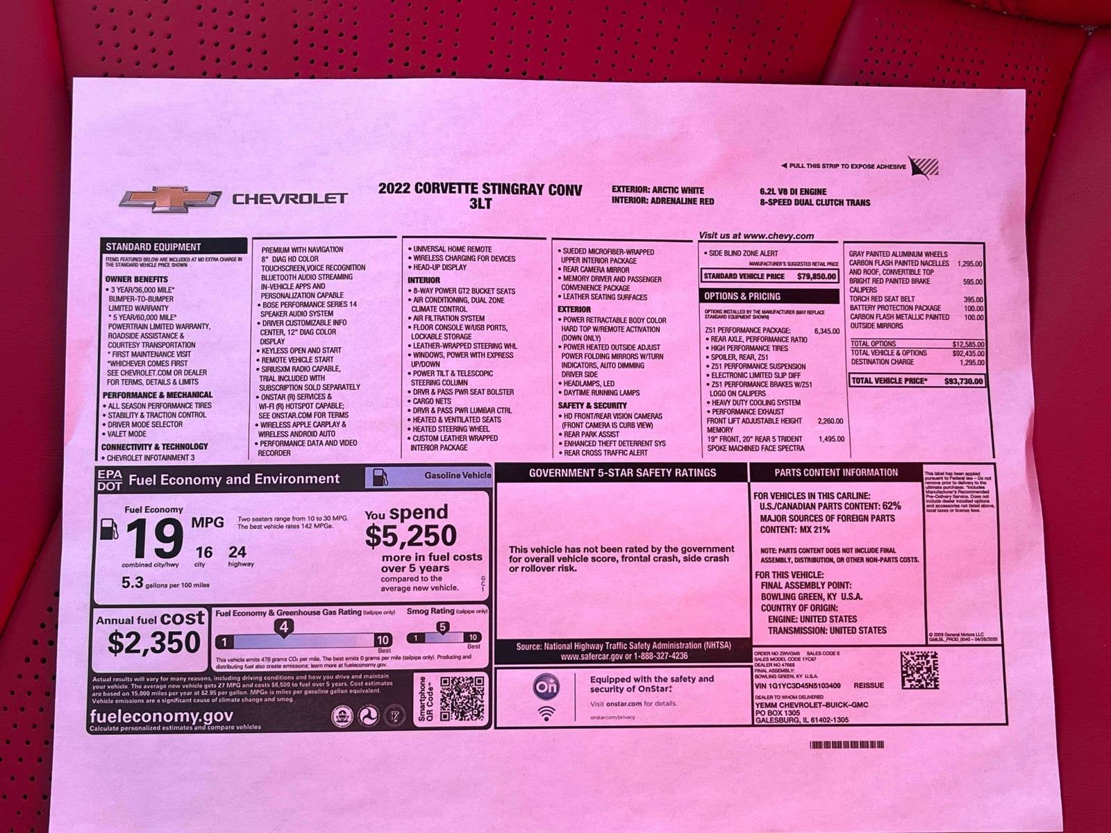 2022 Chevrolet Corvette Stingray 3LT