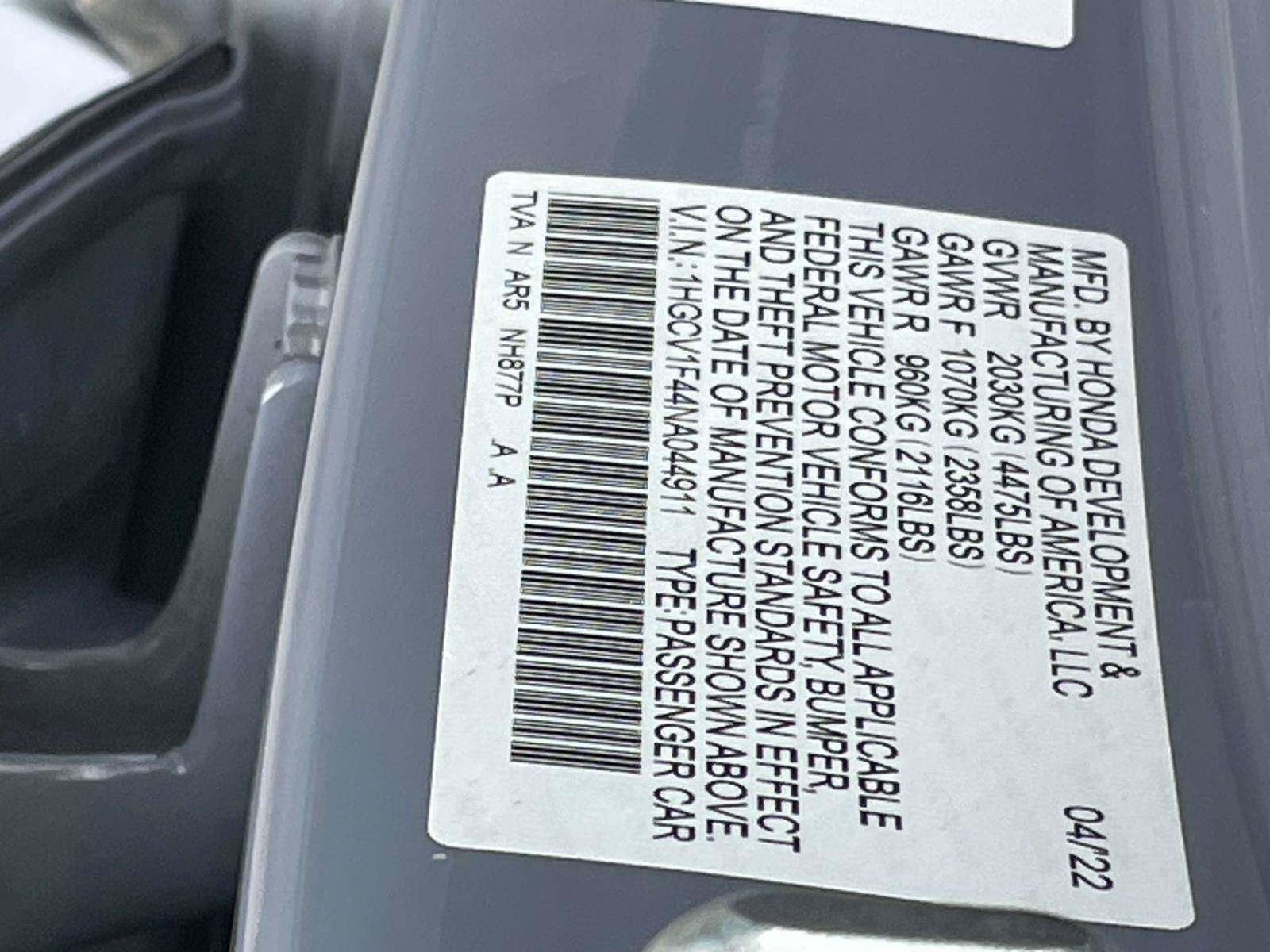 2022 Honda Accord Sedan Sport SE