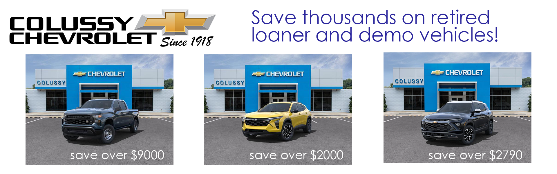 Save thousands on retired loaners and demo vehicles!